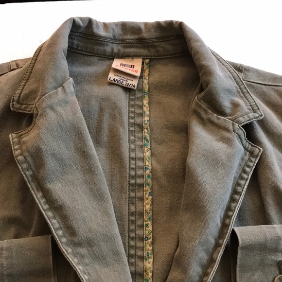 Faded Glory denim Olive Grn Jacket 12 14 L - Picture 5 of 8